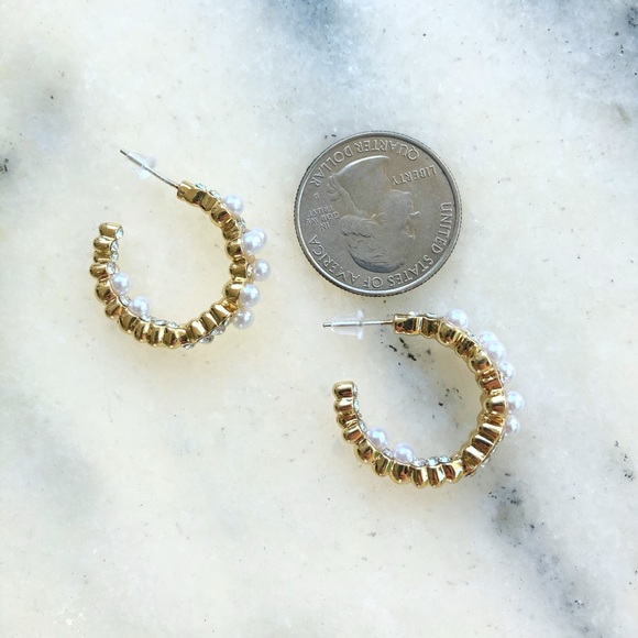 NEW! As Above So Below Pearl/Rhinestone Hoops ✨ - Picture 6 of 6